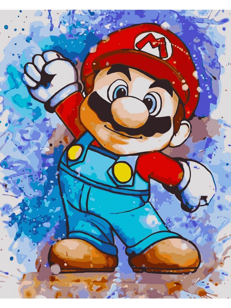 Картина по номерам Марио на холсте с деревянным подрамником размер 40х50, акриловые краски, кисточки, #1