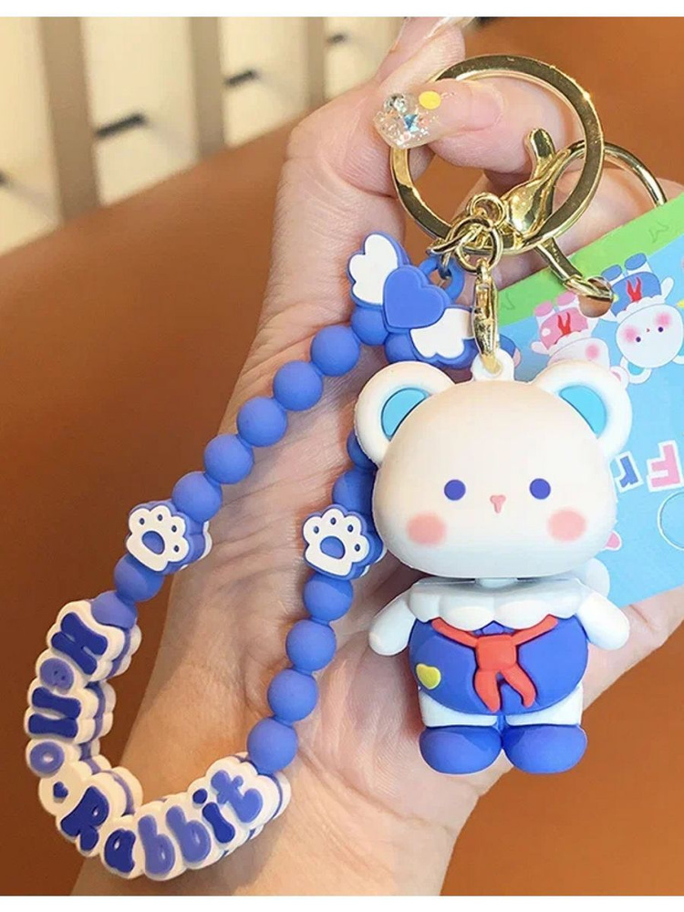 Брелок для ключей голубой котенок с шарфиком #1