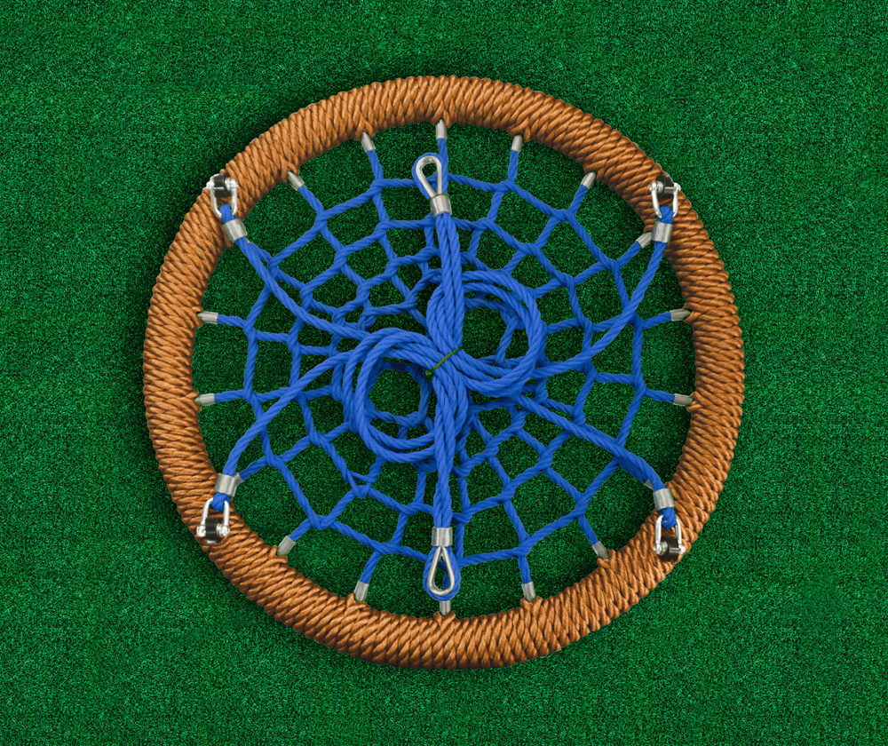 Садовые качели гнездо ЗАКАЧАЙСЯ АНТИВАНДАЛЬНЫЕ диаметр 120 см цвет обода Коричневый цвет сети Синий толщина #1
