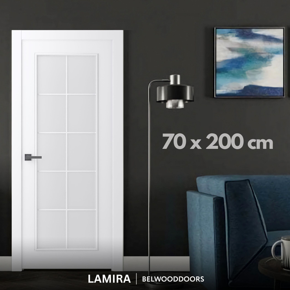 Belwooddoors Дверь межкомнатная Белый RAL 9003, Дерево, МДФ, 700x2000, Со стеклом  #1