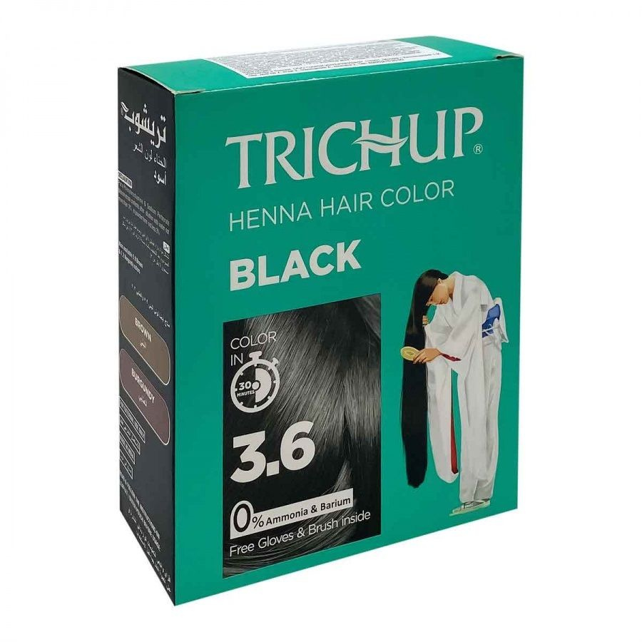 Trichup Henna Hair Color BLACK / Тричуп краска для волос на основе хны ЧЕРНАЯ - 6x10 г  #1