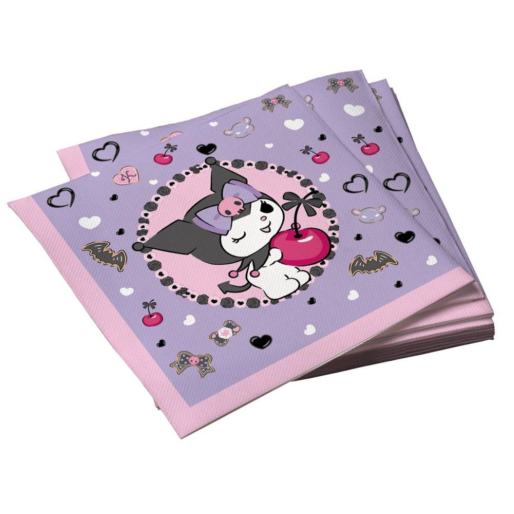 Бумажные салфетки для праздника и сервировки стола ND Play / Kuromi Любимая вишенка (33х33 см, 1 упаковка, #1