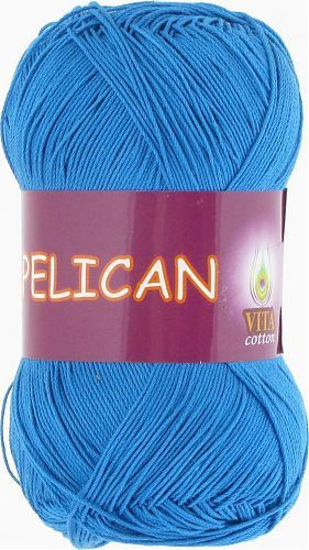 Пряжа Pelican (Vita cotton),цвет 4000 ярко-голубой, 5 мотков, 50гр/330м,100% хлопок двойной мерсеризации,Индия #1