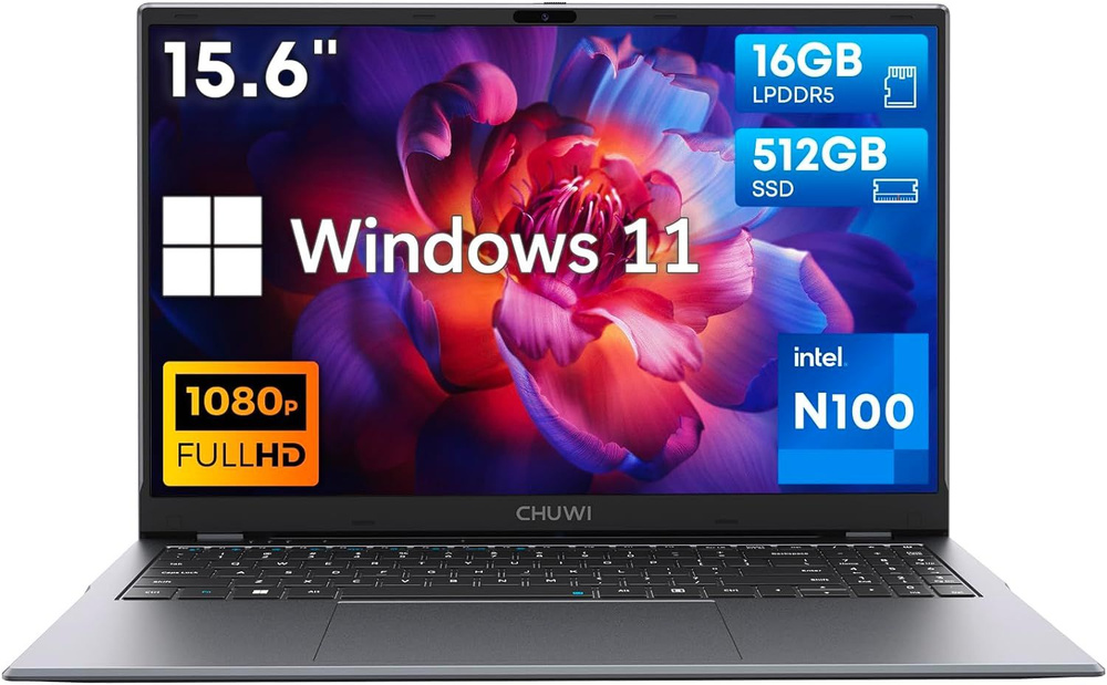 CHUWI GemiBook Plus 15.6 Ноутбук 15.6", Intel Processor N100, RAM 16 ГБ, SSD, Intel UHD Graphics, Windows #1
