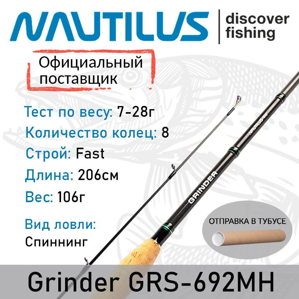 Спиннинг Nautilus Grinder GRS-692MH 206см 7-28гр #1