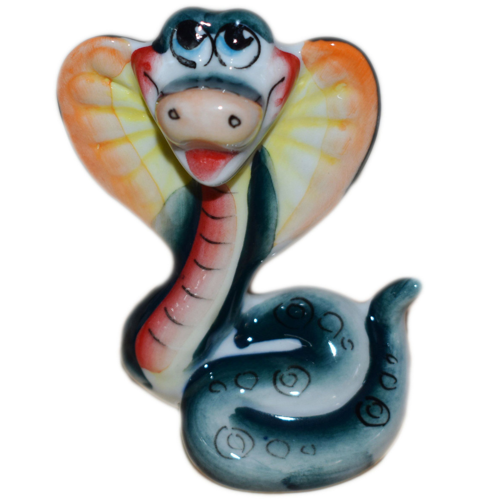 Символ 2025 года Змея Кобра малая Гжель цветная #1