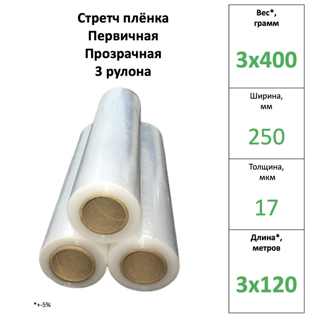 Стрейч пленка прозрачная для упаковки, 3 мини-рулона, шириной 250 мм  #1