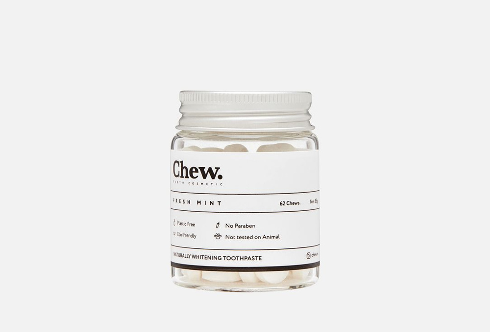 Отбеливающая зубная паста в таблетках / Chew, fresh mint / 62мл #1