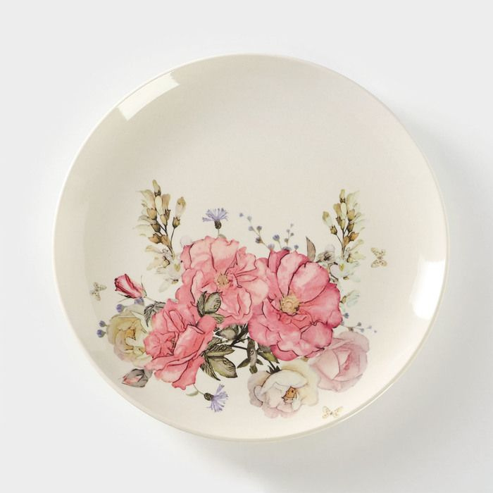 Тарелка фарфоровая Розовый цветок, d 27 см #1