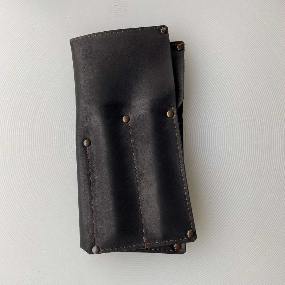 Пенал кожаный черный пенал из натуральной кожи ручной работы  #1