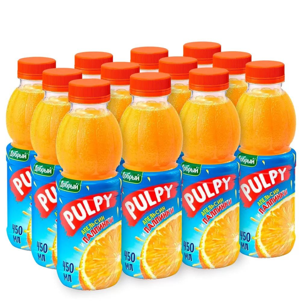 Напиток Добрый Pulpy Апельсин, 12 шт по 0,45л ПЭТ #1