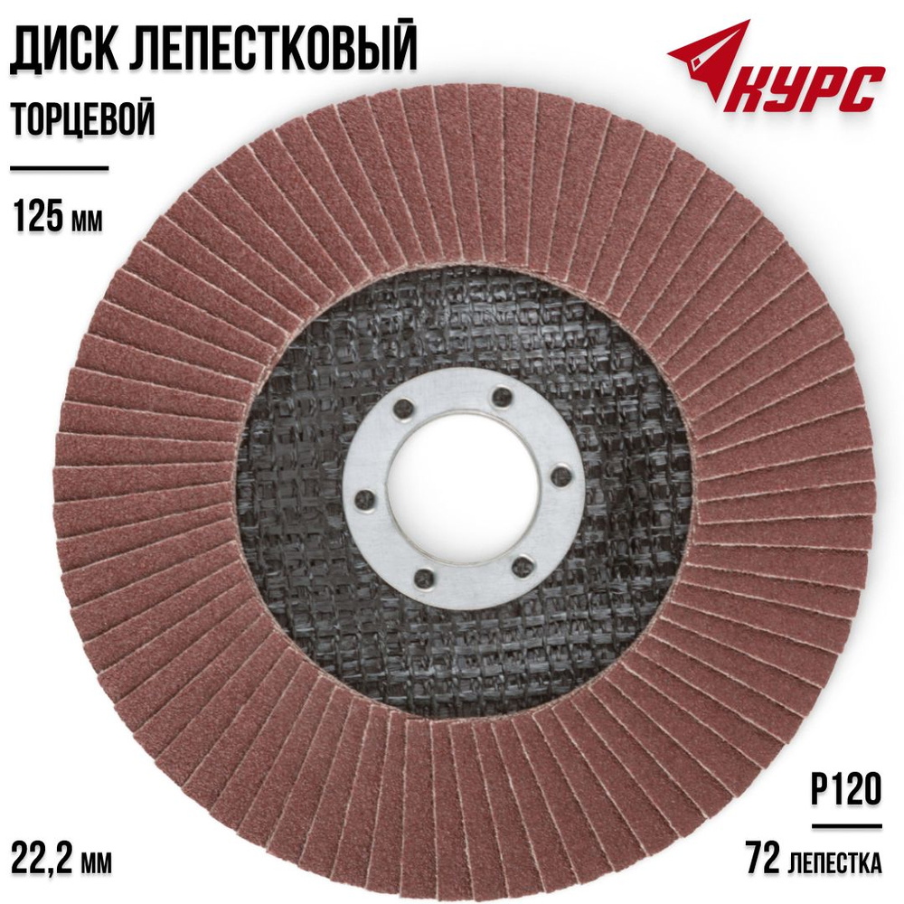 Курс Круг лепестковый торцевой 125 x 10 x 22.2; 72  зуб.; P120 #1