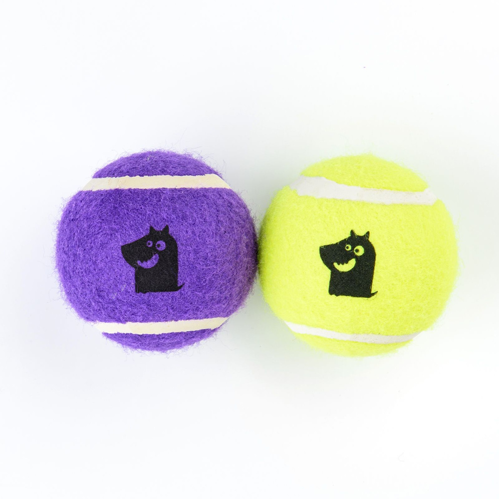 Игрушка Mr.Kranch для собак Теннисный мяч малый 5 см набор 2 шт. желтый/фиолетовый  #1