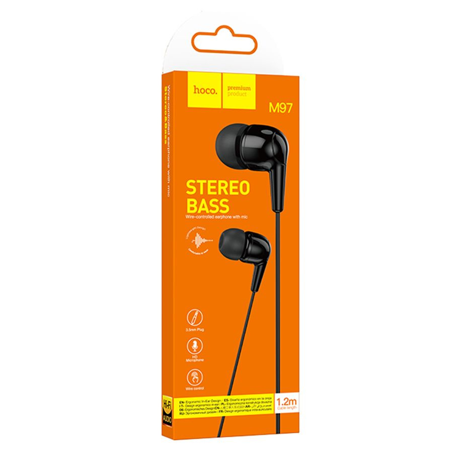 Наушники HOCO M97 Enjoy universal earphones with microphone 1.2м., Jack 3.5mm, black #1