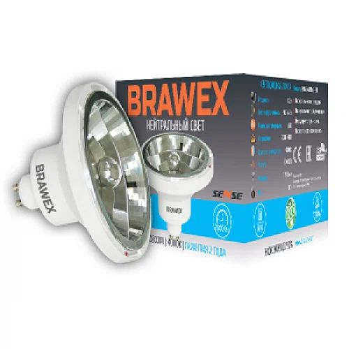 Лампа светодиодная LED GU10 12W AR111 4000K BRAWEX #1