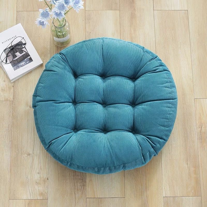 Подушка на пол 55х55 см Joy.Yolife однотонная Голубая, круглая, для сиденья на полу, утолщенная и мягкая #1