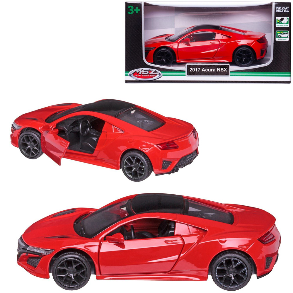 Машинка металлическая MSZ серия 1:43 Honda Acura NSX, цвет красный, инерционный механизм, двери открываются #1