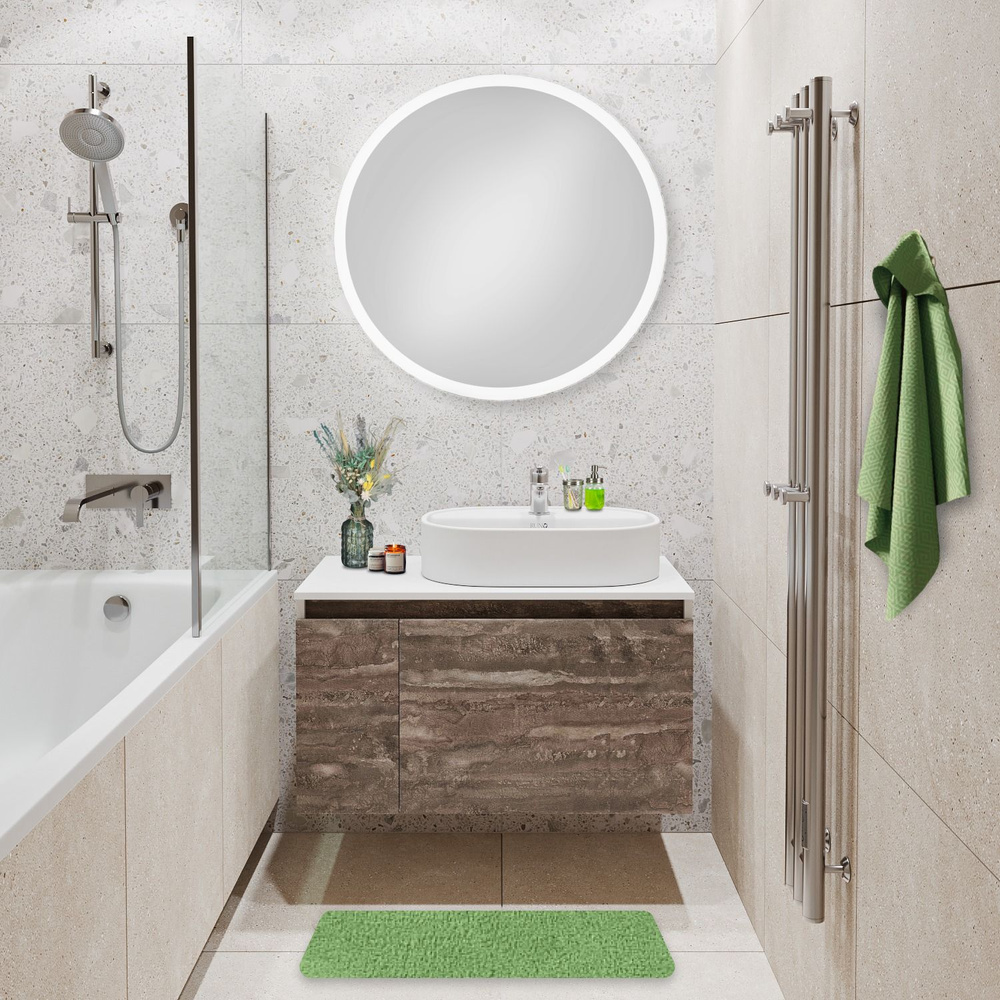 Мебель для ванной Runo Бари 80, железный камень, раковина Nuovo, зеркало Руан D77, выпуск  #1