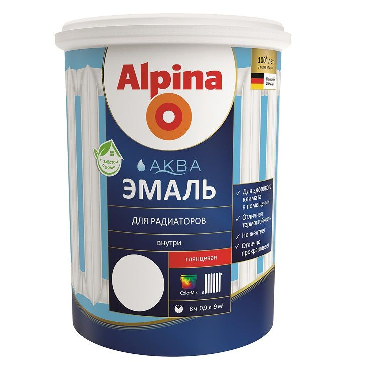 Alpina Эмаль Гладкая, Акриловая, Глянцевое покрытие, 0.75 л, 1.3 кг, белый  #1