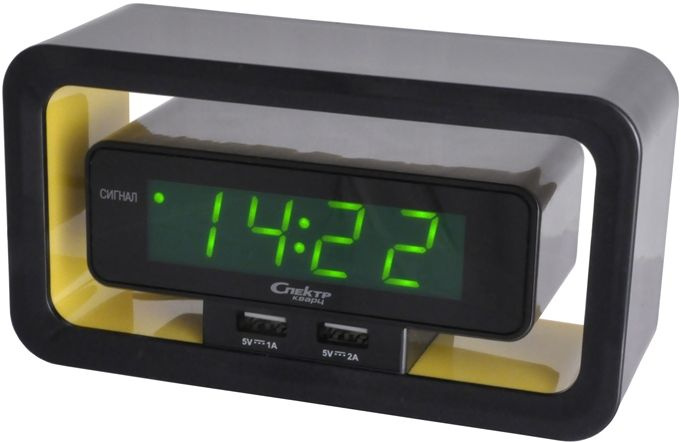 Часы с будильником световые настольные электронные сетевые Спектр СК0723-Ч-З  #1