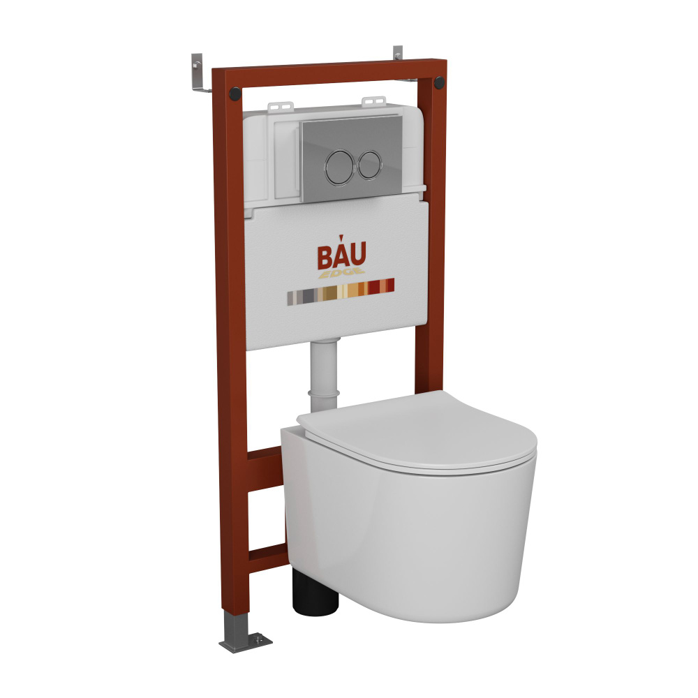 Комплект BAU 6 в 1: инсталляция BAU PRO, унитаз подвесной безободковый Bau Hotel PRO, быстросъемное сиденье #1