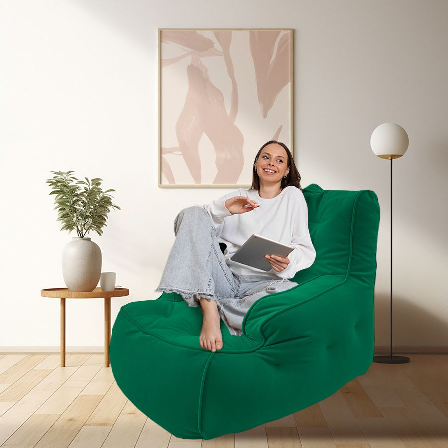 ambient lounge Кресло-мешок Сиденье, Велюр натуральный, Размер XXXXL,темно-зеленый  #1
