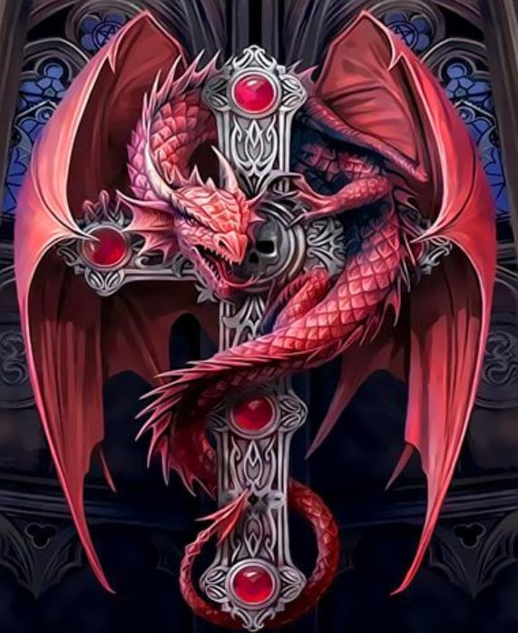 Картина по номерам на холсте 40х50 40 x 50 на подрамнике DVEKARTINKI Орден красного дракона  #1