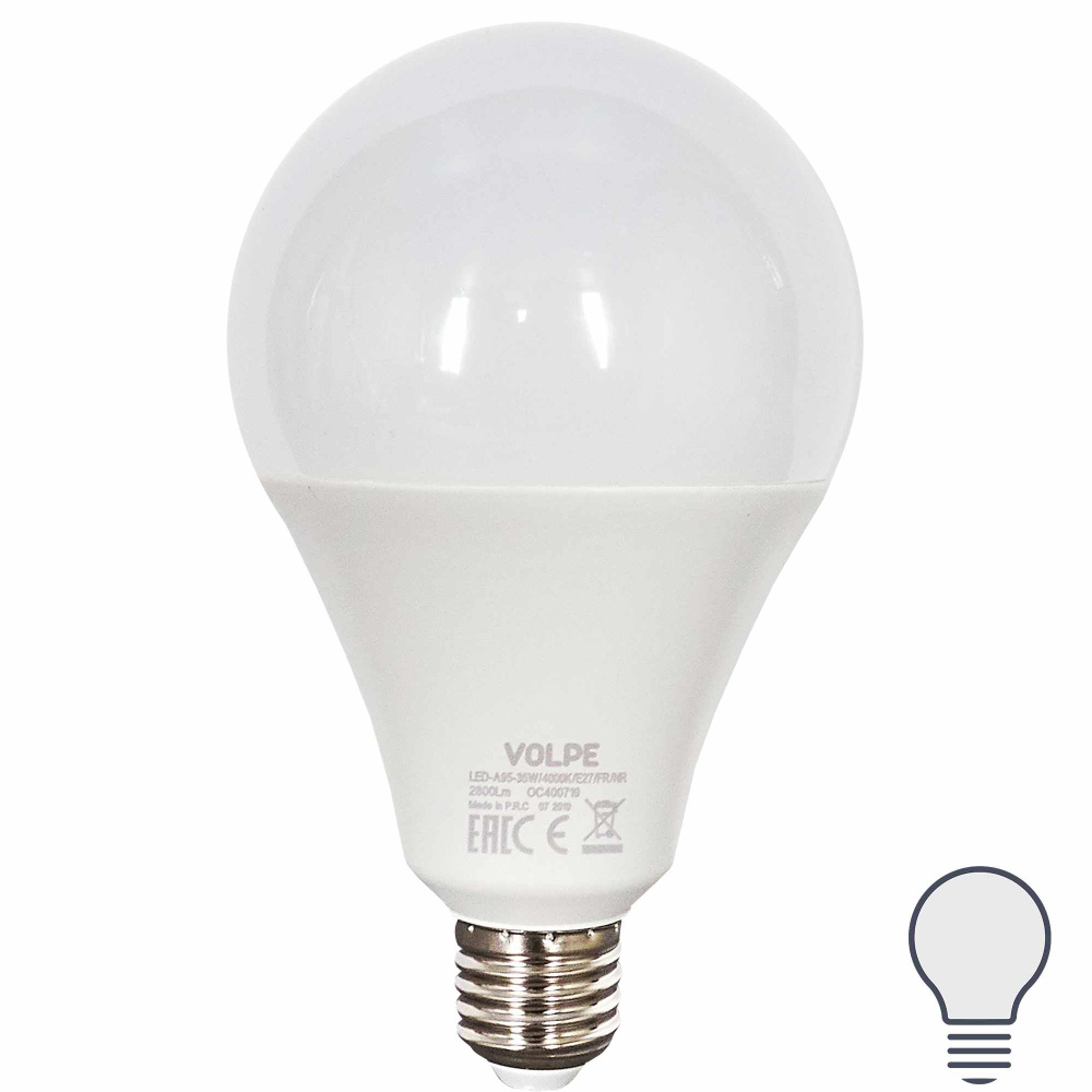 Volpe Лампочка Лампа светодиодная Norma E27 220 В 35 Вт груша 2800 лм, белый свет, E27, 1 шт.  #1