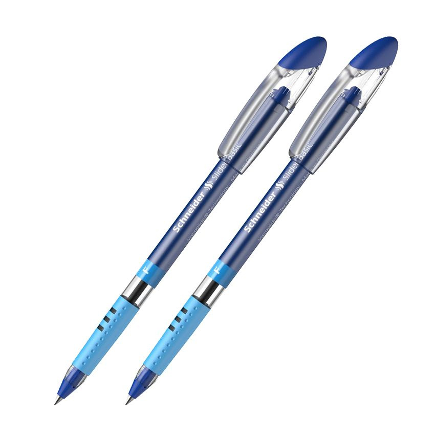 Ручка 2 шт Schneider "Slider Basic M" шариковая синяя, 0.8мм, грип, одноразовая  #1
