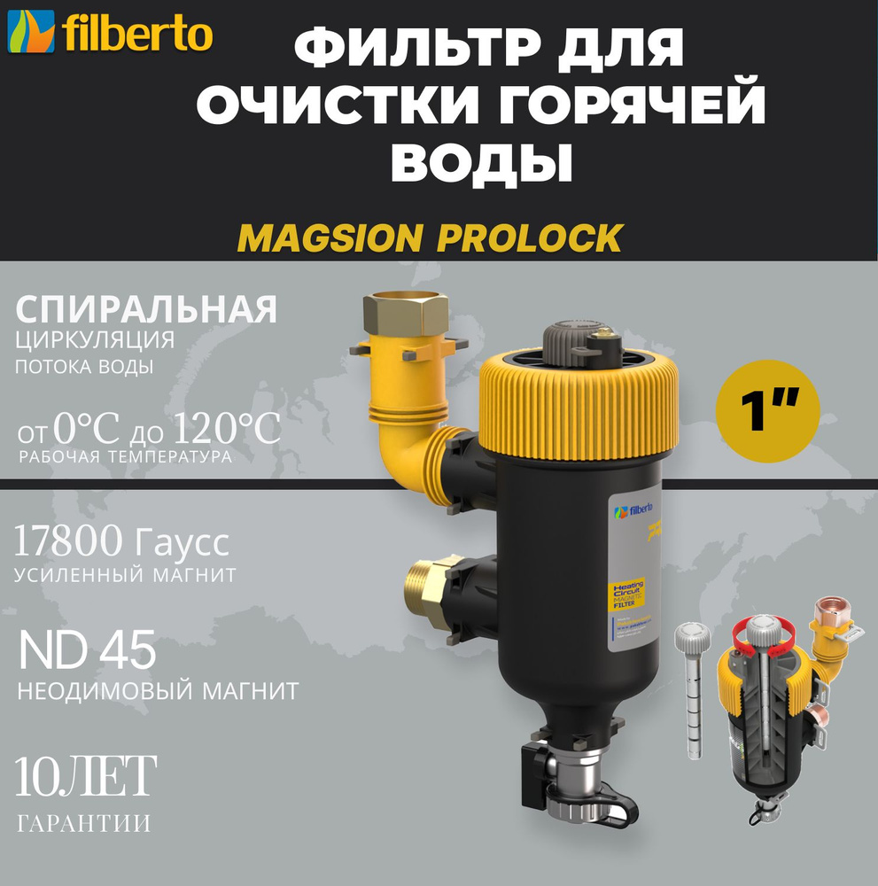 Универсальный магнитный фильтр-дешламатор самопромывной со спиральной системой очистки Magsion ProLock #1