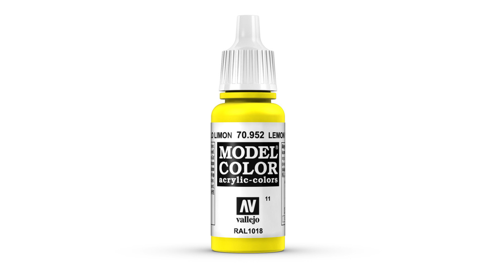 Краска для моделизма Vallejo Model Color Лимонно-Желтый 952 (Lemon Yellow) укрывистый, 17мл, арт.V-70952 #1
