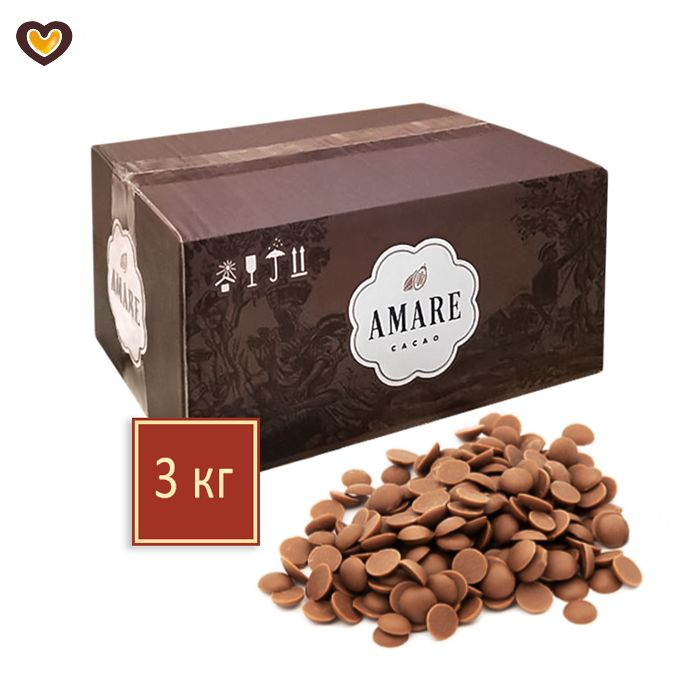 "Шоколад" молочный Amare Доминикана ПРО на эквиваленте масла какао, кор 3 кг, (по ГОСТ Р 53897: глазурь #1