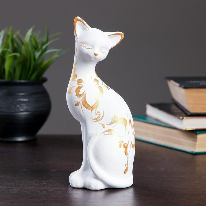 Декоративная фигурка Хорошие сувениры "Кошка ушастая" 7х8х20 см, белая  #1