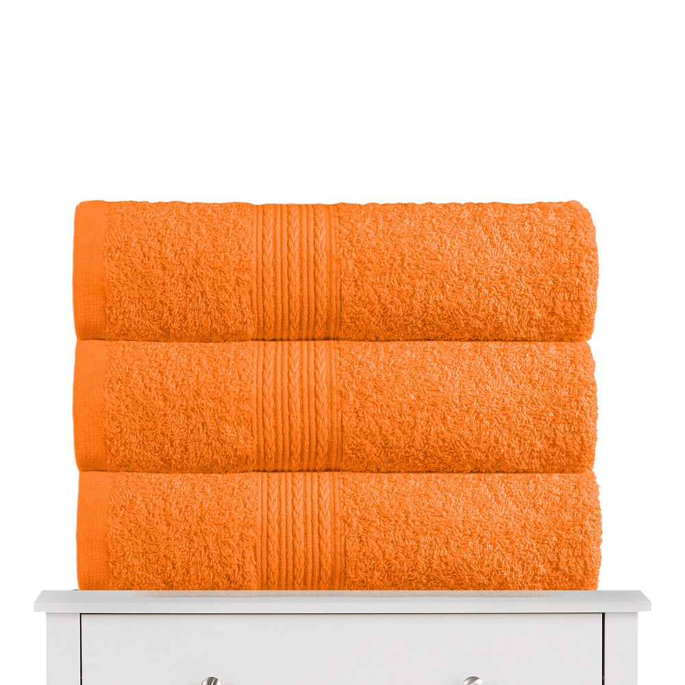 Байрамали Набор полотенец для лица, рук или ног, Хлопок, 40x70 см, оранжевый, 3 шт.  #1