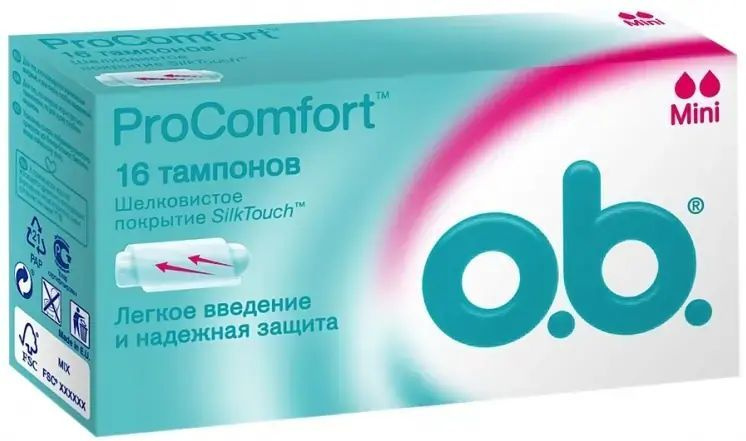 Гигиенические тампоны O.B. "Comfort", Мини, розовые, 16 шт #1