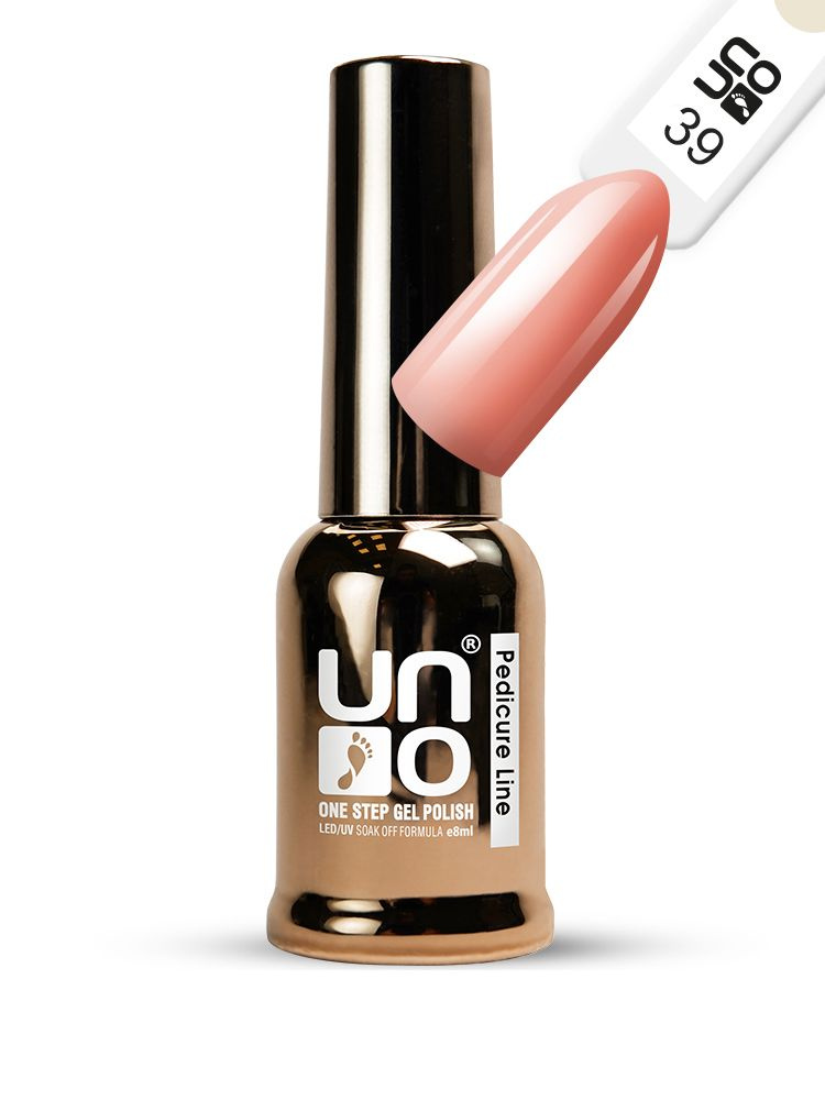 UNO, Однофазный гель лак ONE STEP PEDICURE LINE №39 светло-розовый, 8 мл  #1