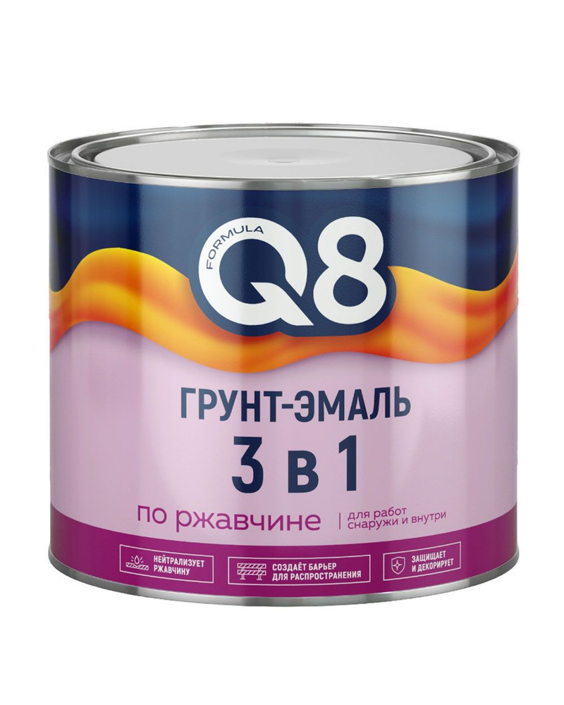 Грунт-эмаль Formula Q8 3в1 по ржавчине, алкидная, полуматовая - коричневая / 1,9кг  #1