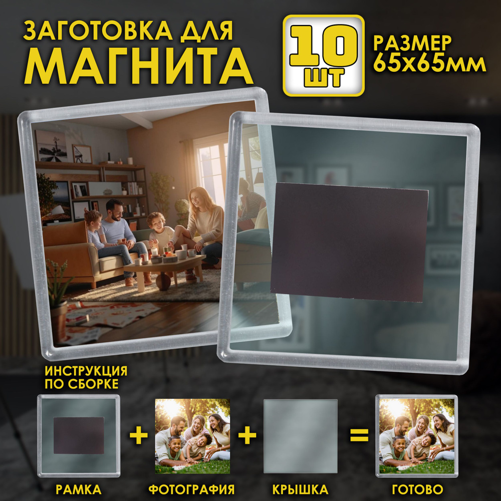 Заготовка для магнита под фото 65х65мм (10шт) #1