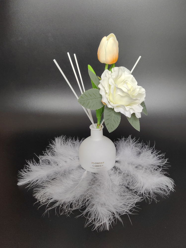 Аромадиффузор для дома с палочками и цветочной компазицией №15 "Белая роза и цитрус" (160мл)  #1