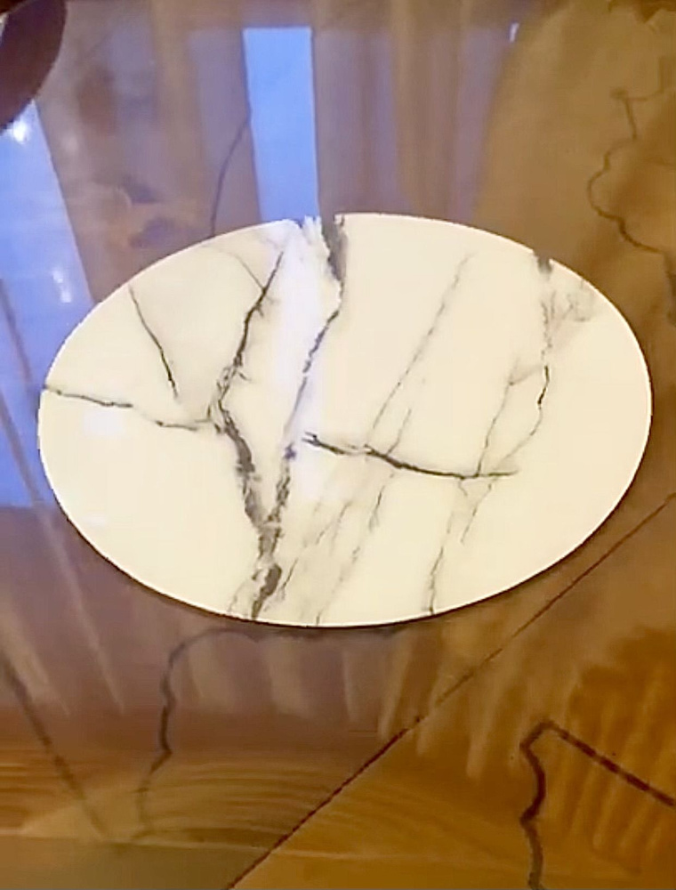 Салфетка для сервировки стола под посуду круглые белый мрамор 24см 4шт  #1