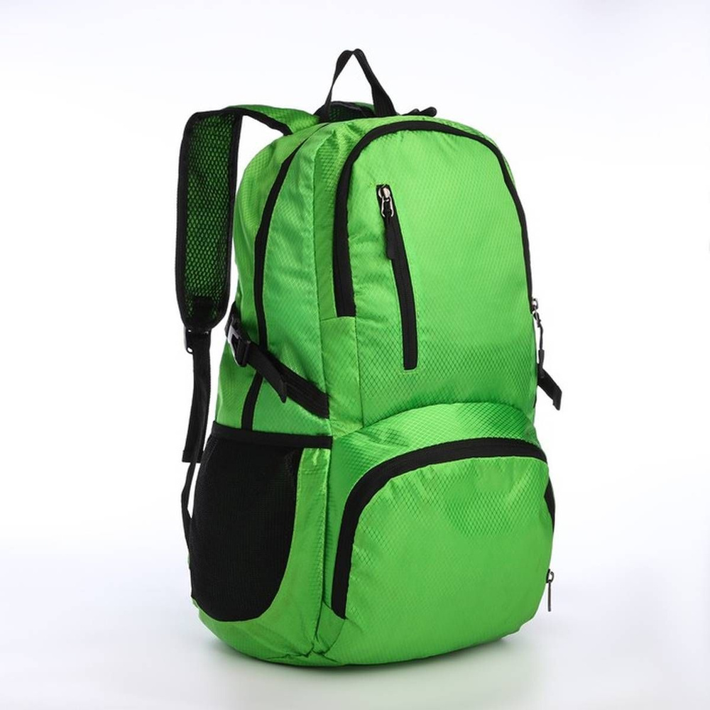 Рюкзак, на молнии, складной, 5 карманов, 30 х 18 х 46 см, водонепроницаемый, цвет зеленый, 1 шт  #1