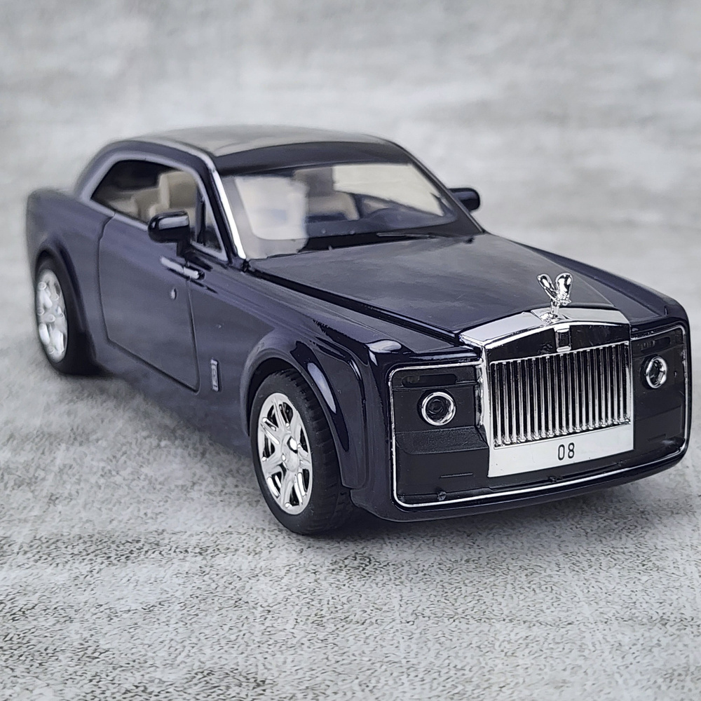 Машинка металлическая инерционная Rolls-Royce Sweptail/Роллс-Ройс Свептейл темно-синий длина 20см, масштаб #1