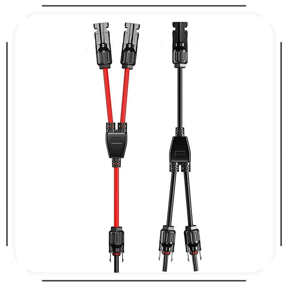 MC4 2 на 1 Y-коннектор для солнечных батарей1 шт черный 1 шт красный  #1