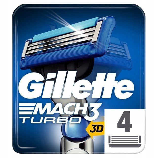 Cменные кассеты Gillette Mach3 Turbo для мужской бритвы, 4 шт, с 3 лезвиями прочнее, чем сталь  #1