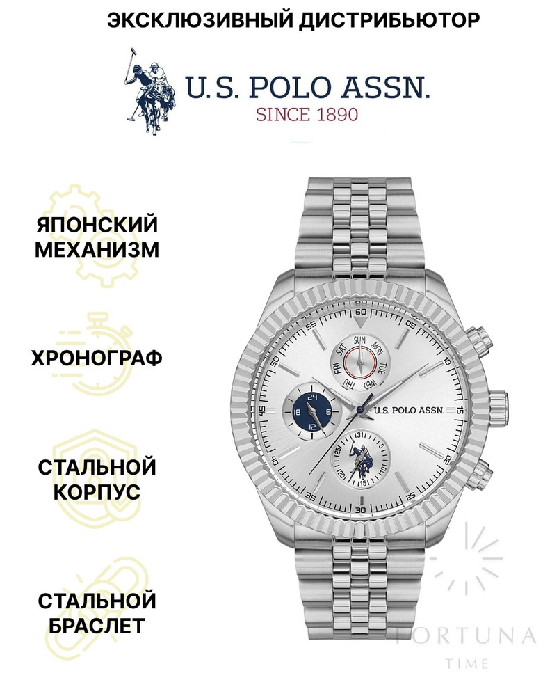 Часы наручные мужские U.S. POLO ASSN. USPA1054-01, Кварцевые, 44 мм #1