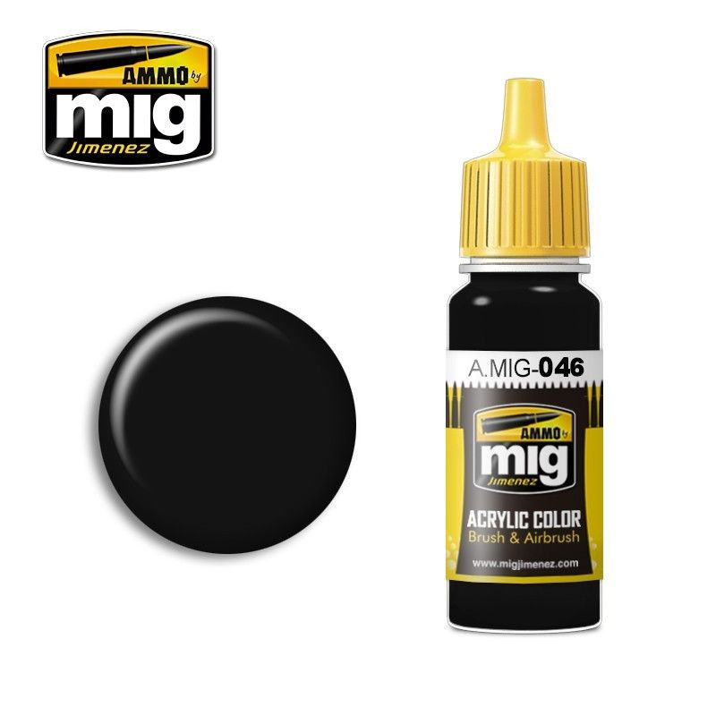 Краска акриловая MATT BLACK (Матовый черный) (Ammo Mig) (17ml) #1