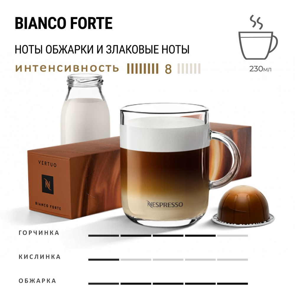 Кофе в капсулах Nespresso Vertuo Bianco Forte, упаковка 10 шт, для капсульной кофемашины Vertuo (объём #1