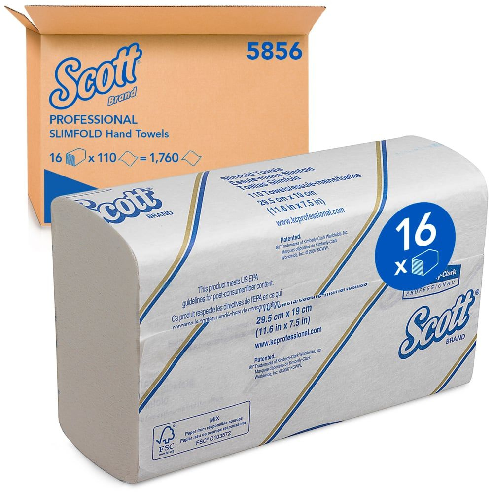 Бумажные полотенца в пачках Scott SlimFold, белый, США, 30х19 см, 16х110 шт, (5856)  #1