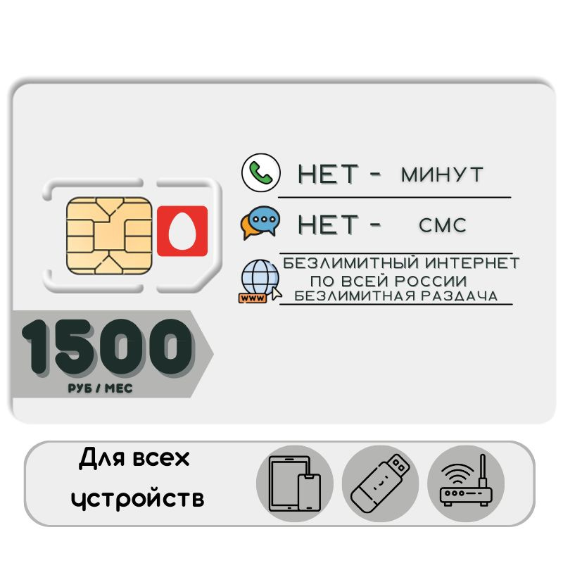 SIM-карта Сим карта Безлимитный интернет 1250 руб. в месяц 1ТБ для любых устройств NSTP15MTS (Вся Россия) #1