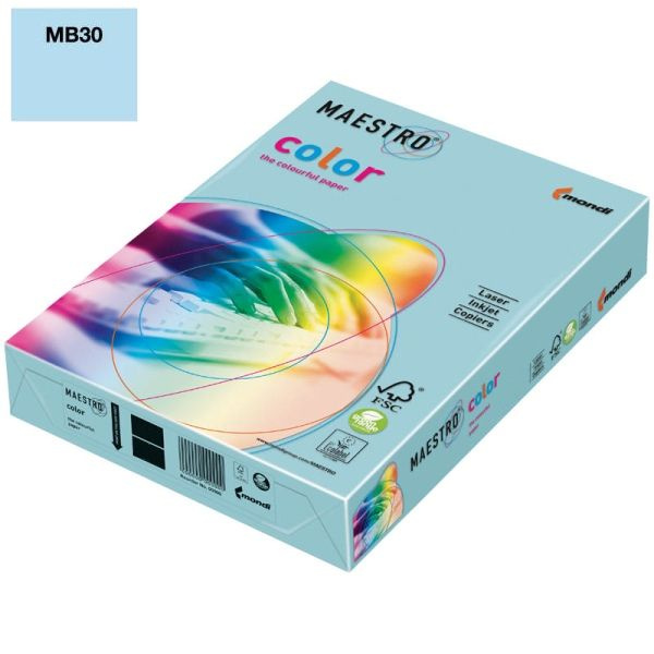 Бумага Maestro color А4, голубая MB30 1пачка 80г/м2, 500л, Цветная бумага Голубая  #1